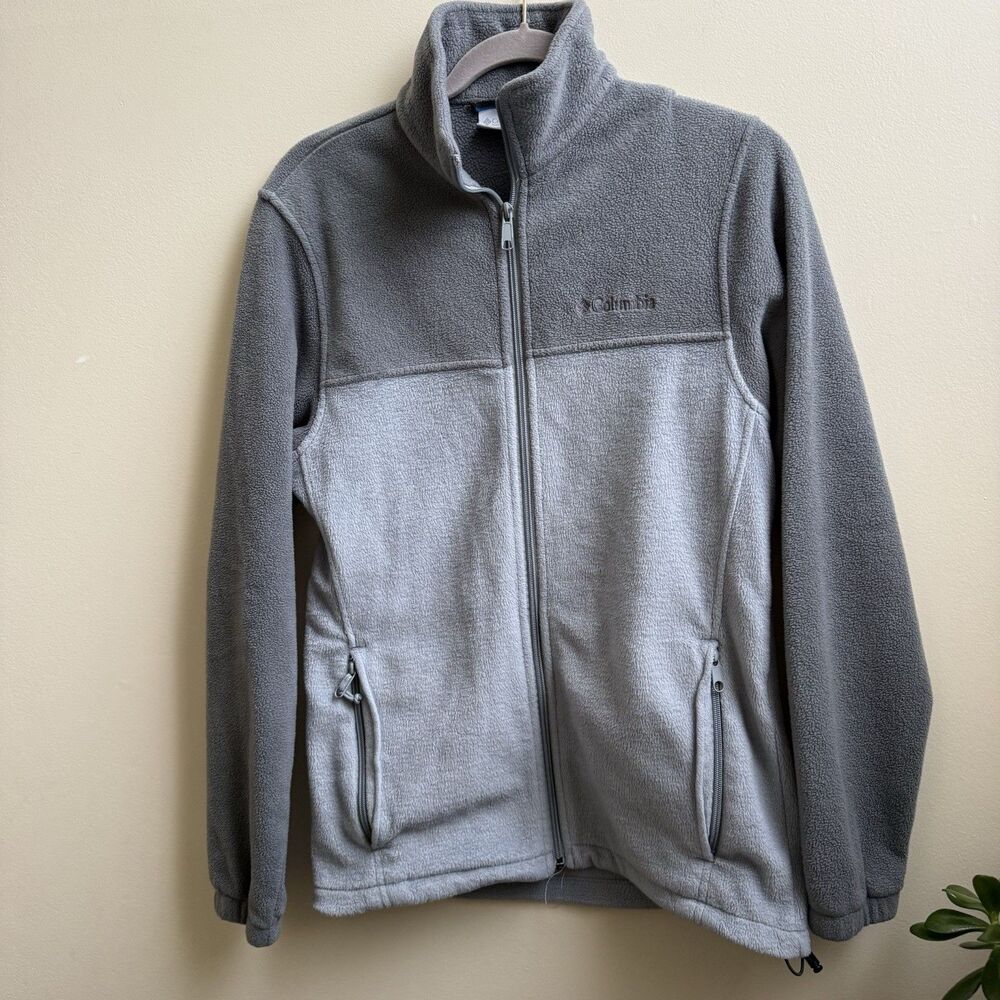 Columbia Jacket Mens Gray Fleece Coat Full Zip Outdoor Adult Size Small